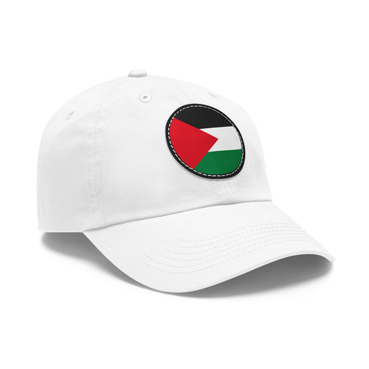 Palestine Flag Dad Hat with Leather Patch (Round)
